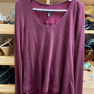 WHBM light sweater with lace accents